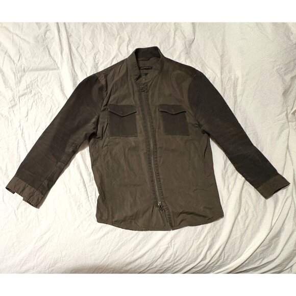 John Varvatos USA Olive Green Military Technical Shirt Full Zip Jacket - Size XL - Picture 2 of 10